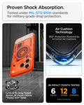 ACS11755 -  iPhone 18 Pro Max / iPhone 17 Pro Max Ultra Hybrid C-One (Mag Fit) Tangerine showing military-grade drop protection with Air Cushion Technology and reinforced corner impact absorption