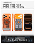 ACS11755 -  iPhone 18 Pro Max / iPhone 17 Pro Max Ultra Hybrid C-One (Mag Fit) Tangerine showing front back and side views highlighting the translucent teardown-inspired design