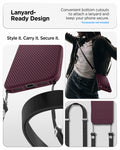  ACS12338 - iPhone 18 Pro / iPhone 17 Pro Liquid Air in Dark Cherry showing lanyard ready design. convenient bottom cutouts to attach a lanyard and keep your phone secure