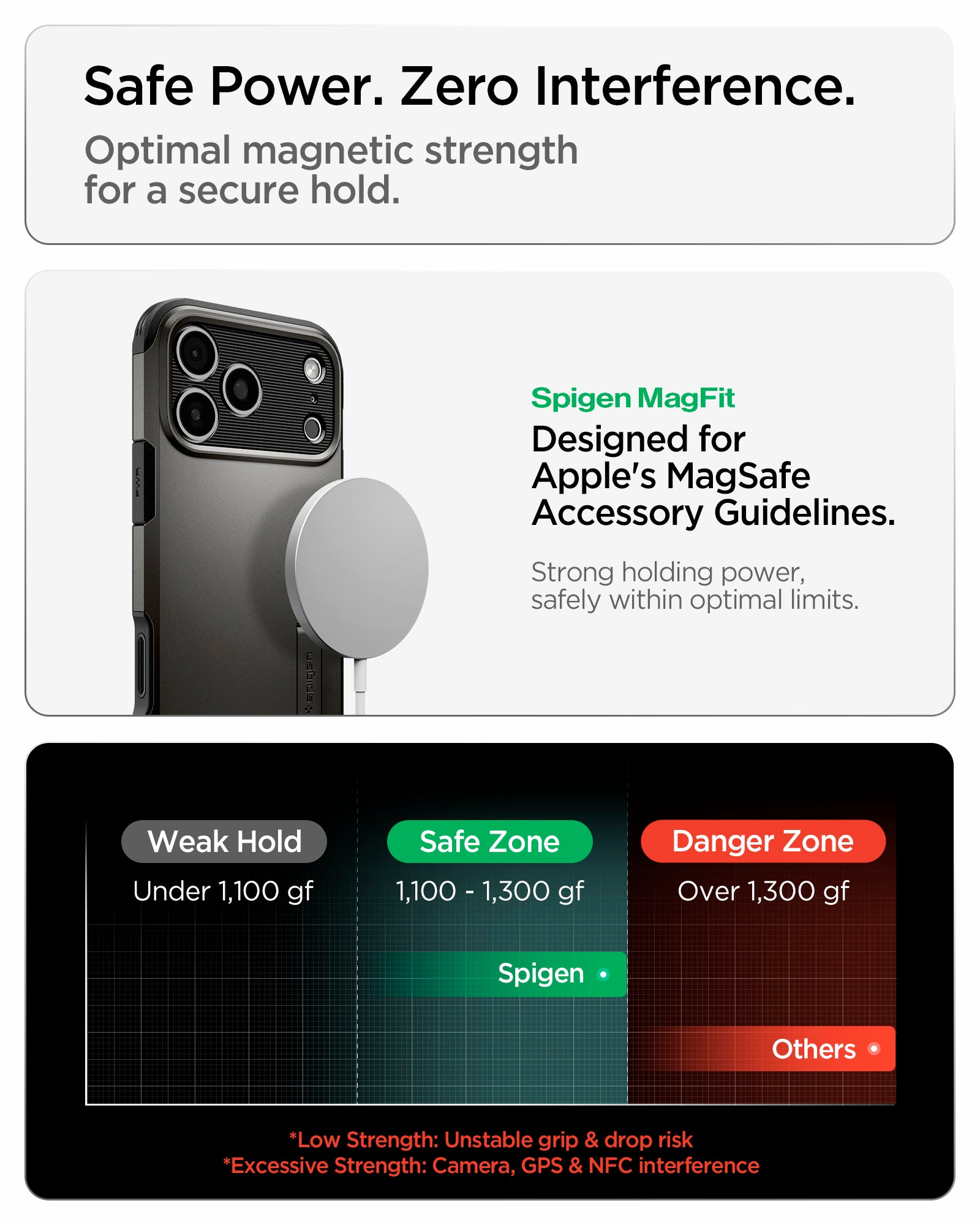ACS09951CA - iPhone 18 Pro / iPhone 17 Pro Tough Armor T Mag Fit Gunmetal showing optimized magnetic strength designed for a secure hold with compatible accessories