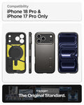 ACS09951CA - iPhone 18 Pro / iPhone 17 Pro Tough Armor T Mag Fit Gunmetal showing multiple views of the case highlighting its rugged construction, magnetic design, and integrated kickstand