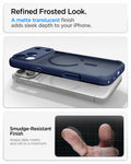 ACS11924 - iPhone 18 Pro / iPhone 17 Pro Ultra Hybrid (MagFit) in Frost Deep Blue showing a matte translucent finish designed to resist smudges and maintain a refined appearance
