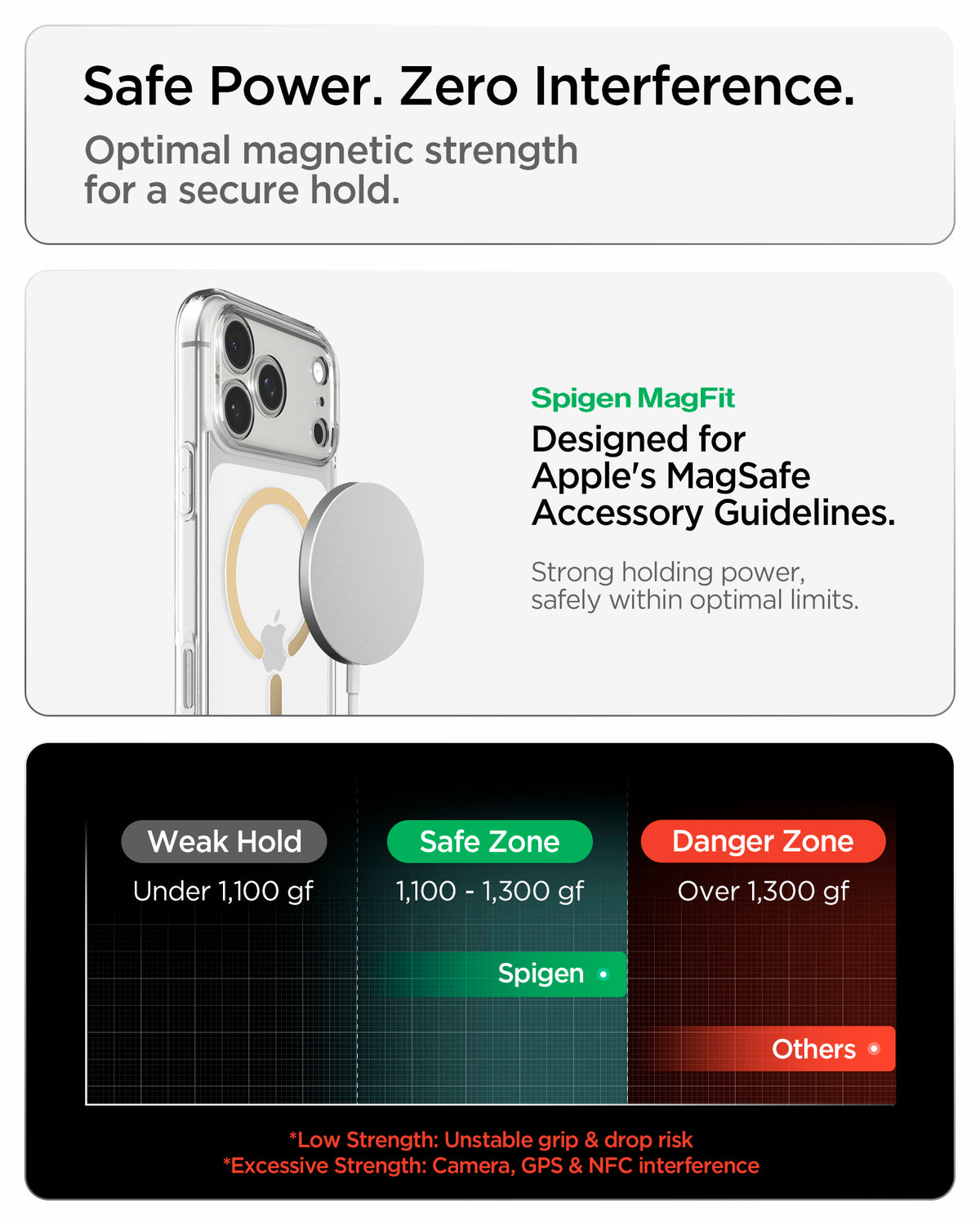ACS10068 - iPhone 17 Pro Ultra Hybrid (MagFit) in Clear Gold showing optimized magnetic strength for a secure hold while minimizing interference