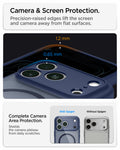 ACS11924 - iPhone 18 Pro / iPhone 17 Pro Ultra Hybrid (MagFit) in Frost Deep Blue showing raised edges around the screen and camera area for added protection against scratches and surface contact