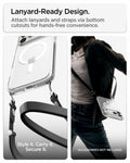 ACS10066CA - iPhone 18 Pro / iPhone 17 Pro Ultra Hybrid (MagFit) in Clear White showing bottom lanyard cutouts for attaching straps and hands-free carrying convenience