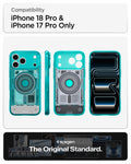 ACS11756 - iPhone 18 Pro / iPhone 17 Pro Ultra Hybrid C-One (Mag Fit) Bondi Blue showing front back and side views highlighting the translucent teardown-inspired design