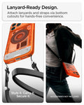 ACS11757 - iPhone 18 Pro / iPhone 17 Pro Ultra Hybrid C-One (Mag Fit) Tangerine showing built-in bottom cutouts for attaching lanyards and straps for hands-free carrying