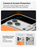 ACS10471CA - iPhone 18 Pro / iPhone 17 Pro Ultra Hybrid T (Mag Fit) in Glossy Orange showing raised edges around the screen and camera area for added protection against scratches and surface contact
