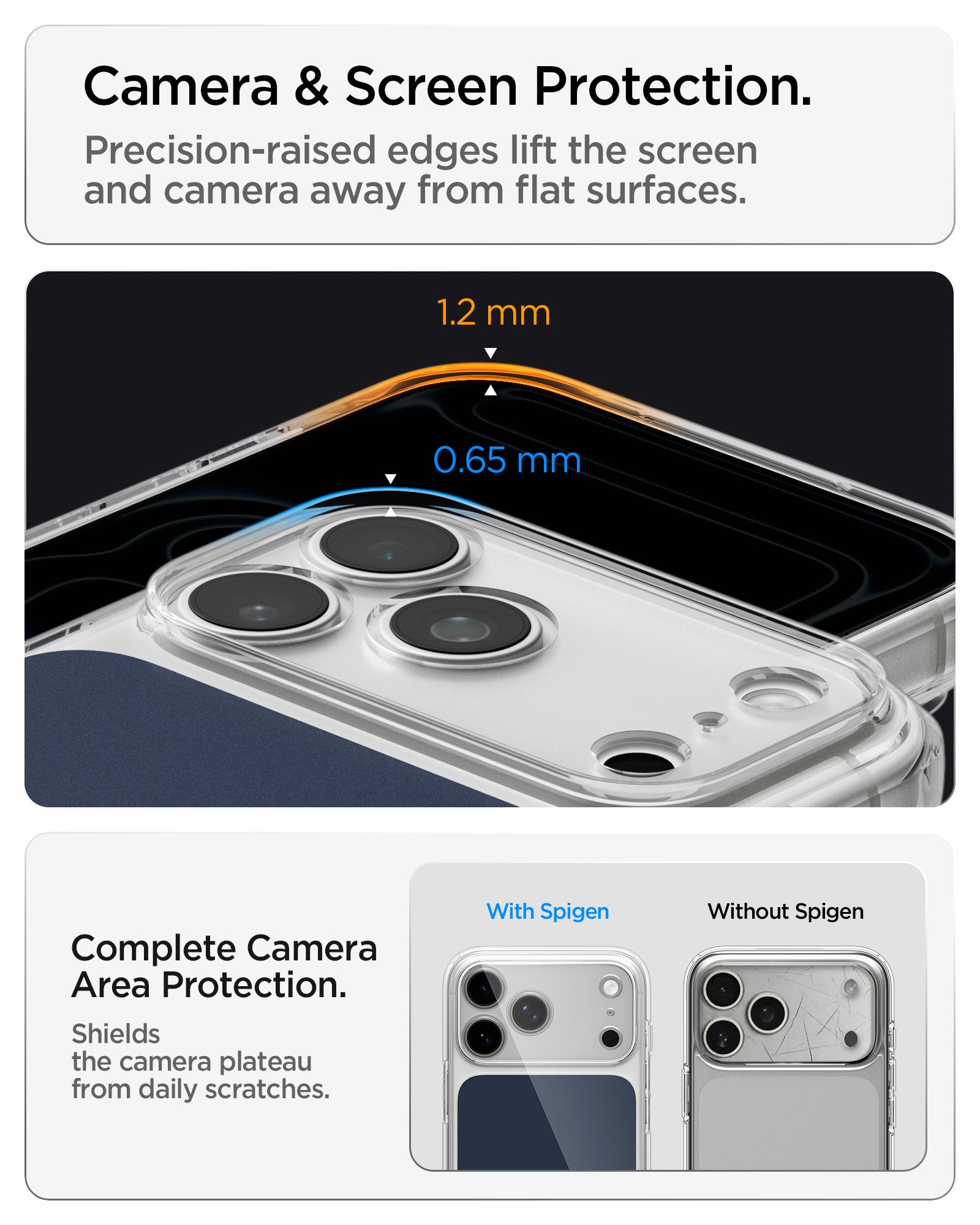 ACS10470CC - iPhone 17 Pro Ultra Hybrid T (MagFit) in Matte Blue showing raised edges around the screen and camera area for added protection against scratches and surface contact