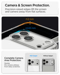  ACS10077 - iPhone 17 Pro Ultra Hybrid T (MagFit) in Glossy White showing raised edges around the screen and camera area for added protection against scratches and surface contact