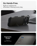ACS09898CA - iPhone 18 Pro Max / iPhone 17 Pro Max Tough Armor T Mag Fit Gunmetal showing the integrated kickstand for hands-free viewing with an ergonomic open-and-close design