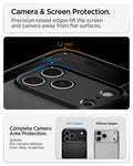ACS09897CC - iPhone 18 Pro Max / iPhone 17 Pro Max Tough Armor T Mag Fit Black showing raised screen and camera edges designed to protect against scratches and contact with flat surfaces