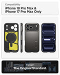 ACS09898CA - iPhone 18 Pro Max / iPhone 17 Pro Max Tough Armor T Mag Fit Gunmetal showing multiple views of the case highlighting its rugged construction, magnetic design, and integrated kickstand