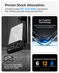 ACS10034CC - iPhone 18 Pro Max / iPhone 17 Pro Max Ultra Hybrid in Matte Black showing military-grade drop protection with four-corner air cushion technology and tested impact coverage