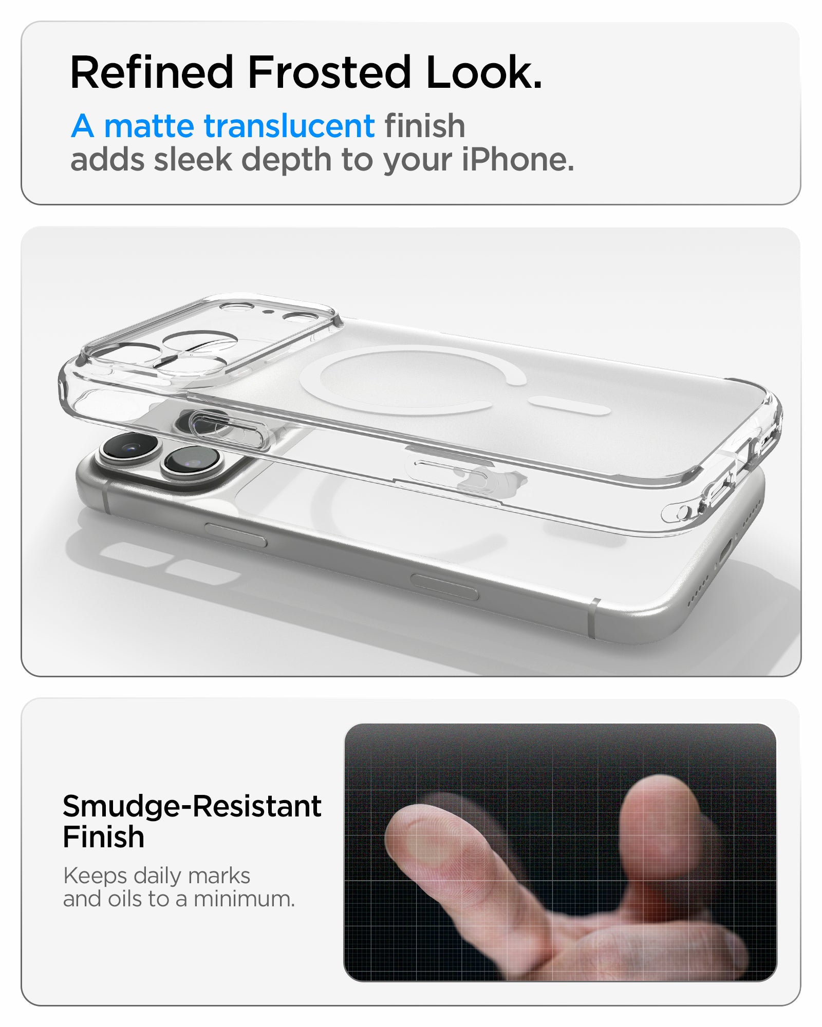 ACS10039CC - iPhone 18 Pro Max / iPhone 17 Pro Max Ultra Hybrid (MagFit) in Frost White showing a matte translucent finish designed to resist smudges and maintain a refined appearance