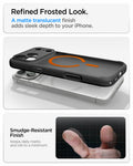 ACS10480 - iPhone 18 Pro Max / iPhone 17 Pro Max Ultra Hybrid (MagFit) in Frost Black Orange showing a matte translucent finish designed to resist smudges and maintain a refined appearance