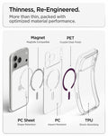 ACS12331 -  iPhone 18 Pro Max / iPhone 17 Pro Max Ultra Hybrid (MagFit) in Clear Dark Cherry showing a thin multi-layer construction with magnets, PET, PC, and TPU for optimized protection