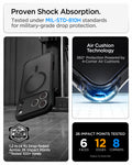ACS10038 - iPhone 18 Pro Max / iPhone 17 Pro Max Ultra Hybrid (MagFit) in Frost Black showing military-grade drop protection with Air Cushion Technology and reinforced corner impact absorption