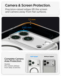 ACS10036CA - iPhone 18 Pro Max / iPhone 17 Pro Max Ultra Hybrid (MagFit) in Clear Graphite showing raised edges around the screen and camera area for added protection against scratches
