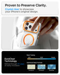 ACS11910 - iPhone 18 Pro Max / iPhone 17 Pro Max Ultra Hybrid Optik S (Mag Fit) Clear Orange showing a crystal-clear case finish and long-term resin clarity testing technology