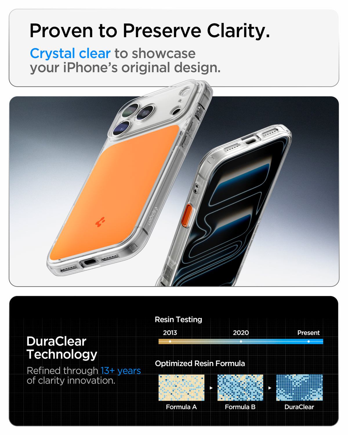 ACS10468CA - iPhone 18 Pro Max / iPhone 17 Pro Max Ultra Hybrid T (Mag Fit) in Glossy Orange showing proven to preserve clarity. crystal clear to showcase your iPhone's original design.