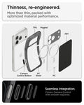 ACS10047CA - iPhone 18 Pro Max / iPhone 17 Pro Max Ultra Hybrid T (Mag Fit) in Matte Black showing an exploded view of layered materials including magnets, rigid panels, and shock-absorbing edges