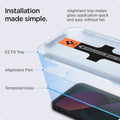 AGL03396 - iPhone 13 Mini Screen Protector EZ FIT GLAS.tR SLIM showing the installation made simple. Alignment tray makes glass application quick and easy without fail. EZ Fit Tray, Alignment Film and Tempered Glass