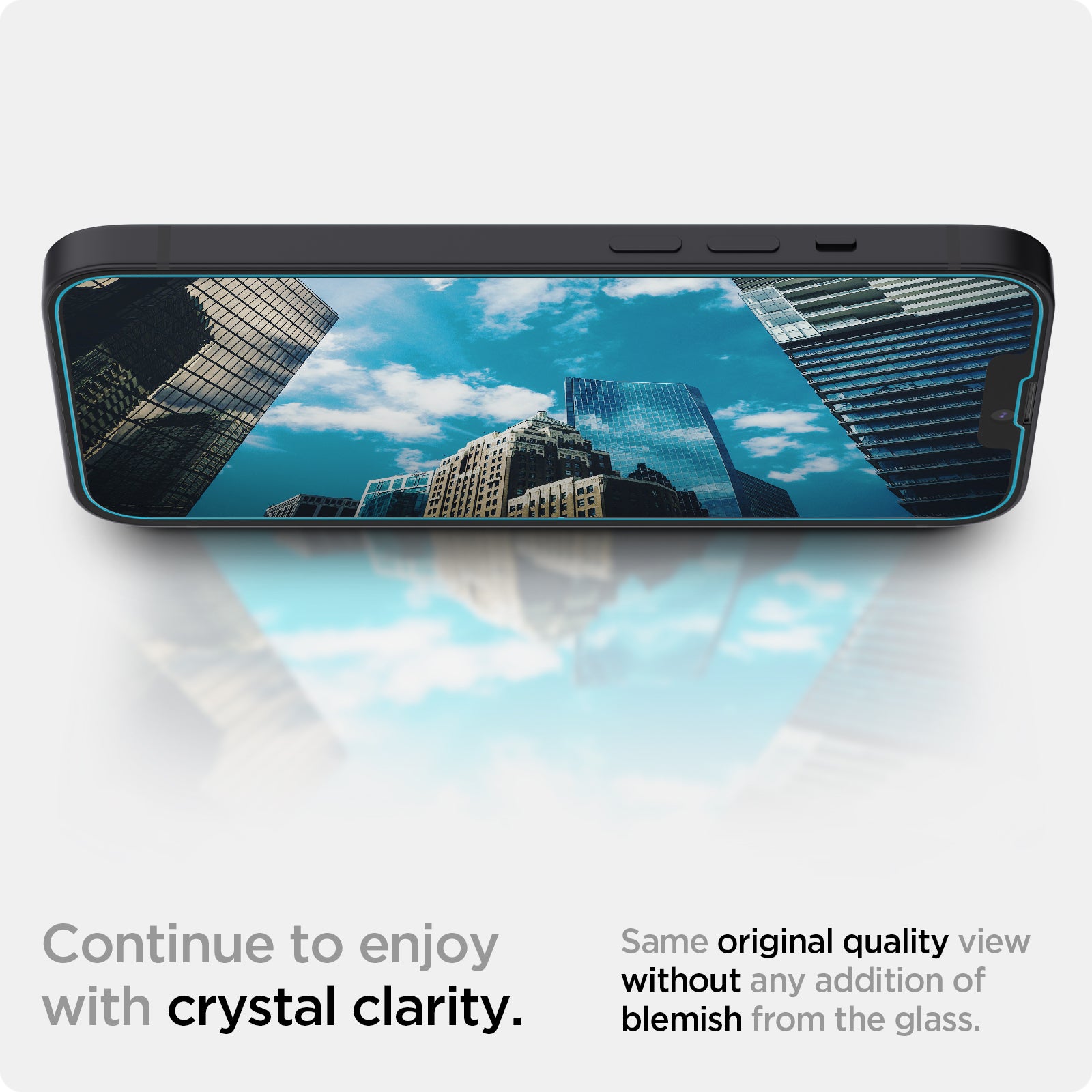 AGL03397 - iPhone 13 Mini Screen Protector EZ FIT GLAS.tR (Sensor Protection) showing the same original quality view without any addition of blemish from the glass. Continue to enjoy with crystal clarity
