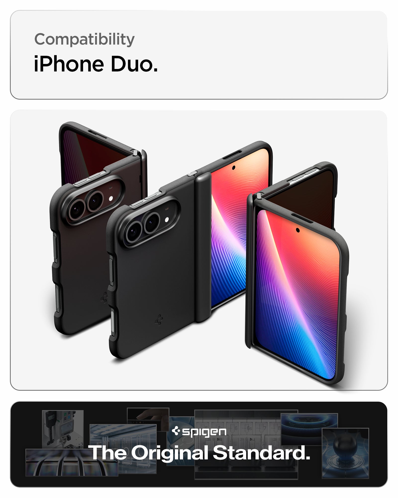 ACS11694 - iPhone Duo Air Fit Pro (Mag Fit) showing the protective case fitted on a foldable device in both folded and unfolded positions.