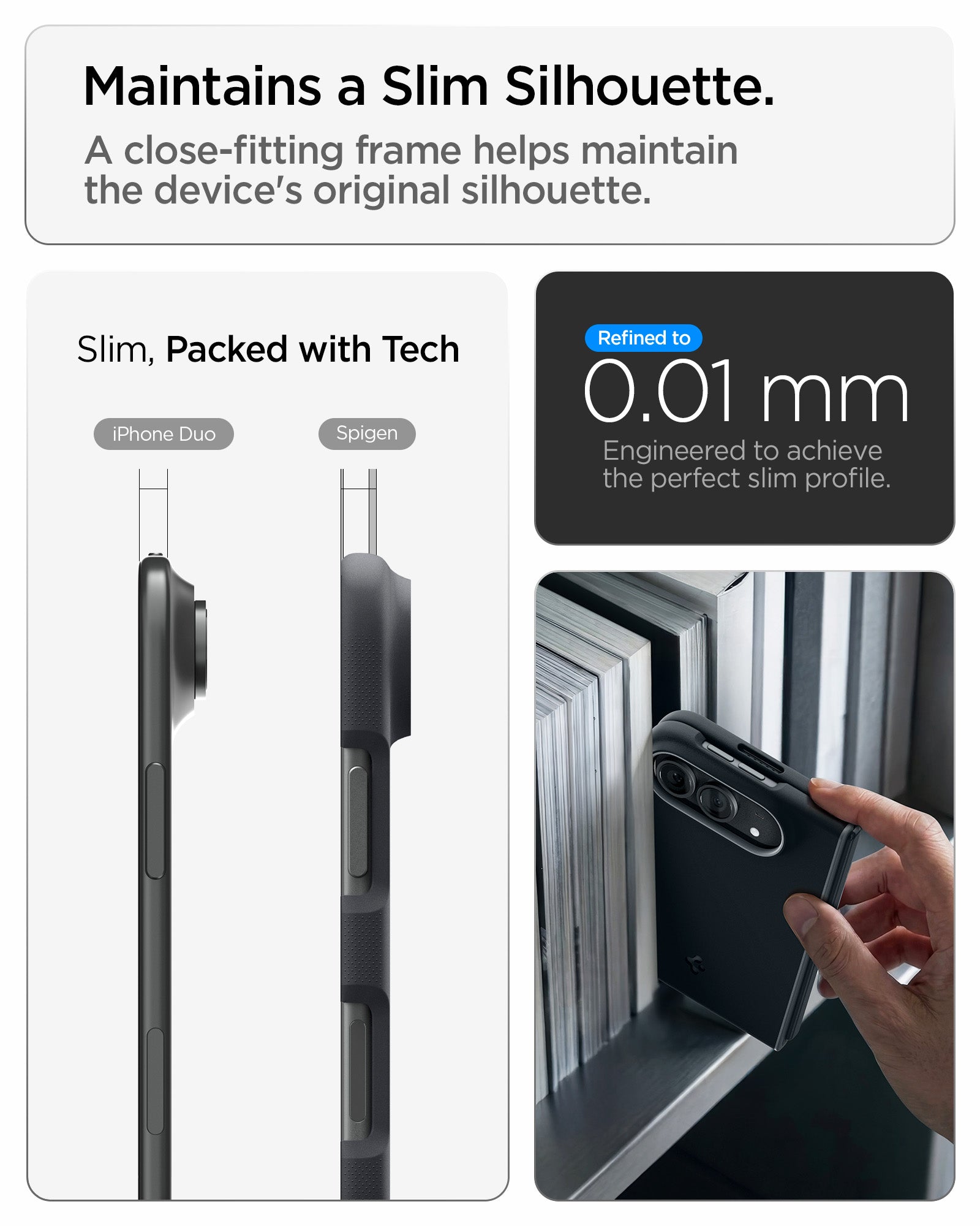 ACS11687 - iPhone Duo Nano Pop (Mag Fit) in Black Sesame showing a close-fitting frame with a slim profile and precise side construction