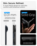 ACS11780 - iPhone Duo Slim Armor Pro S (Mag Fit) showing a slim foldable phone case with textured hinge protection, side grip details, and a profile comparison.