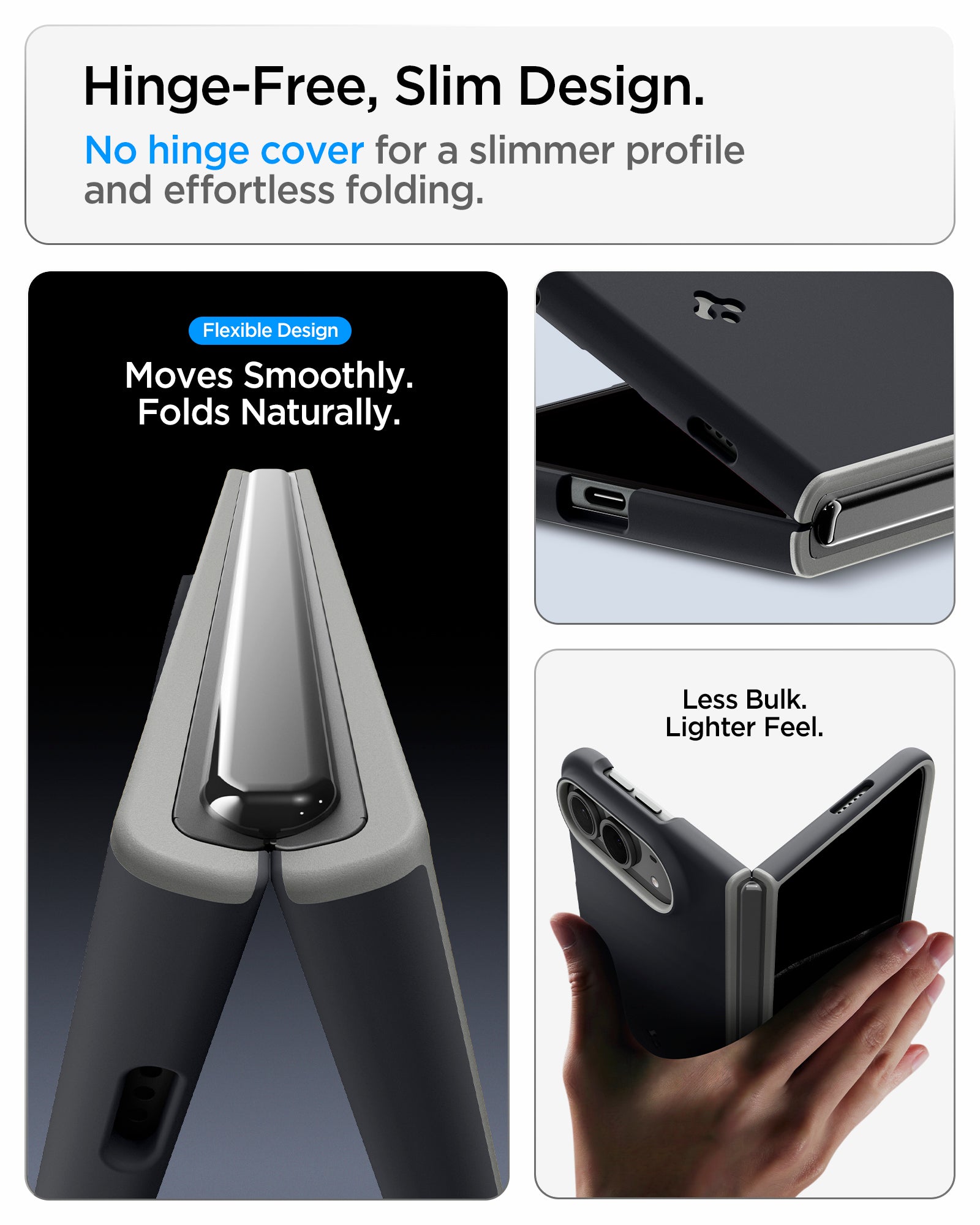 ACS11687 - iPhone Duo Nano Pop (Mag Fit) in Black Sesame showing a hinge-free design with flexible folding and a slim lightweight profile
