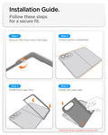 ACS11780 - iPhone Duo Slim Armor Pro S (Mag Fit) showing a four-step installation guide for securing the front and rear case