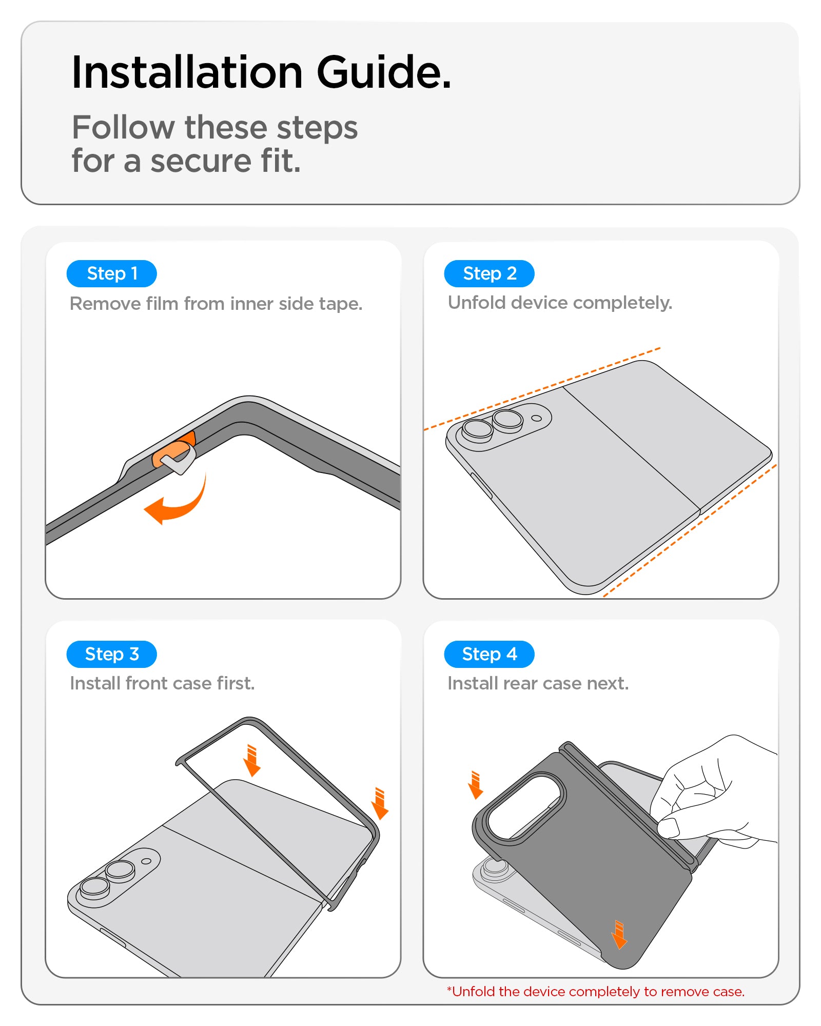 ACS11780 - iPhone Duo Slim Armor Pro S (Mag Fit) showing a four-step installation guide for securing the front and rear case