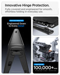 ACS11780 - iPhone Duo Slim Armor Pro S (Mag Fit) showing the hinge protection system with sliding components and fold testing
