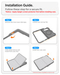 ACS11691 - iPhone Duo Tough Armor Pro (Mag Fit) in Metal Slate showing a four-step installation guide for securing the front and rear case