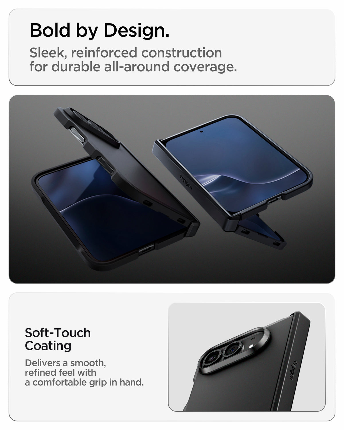 ACS11690 - iPhone Duo Tough Armor Pro (Mag Fit) in Black showing the transparent case design and long-term clarity testing technology
