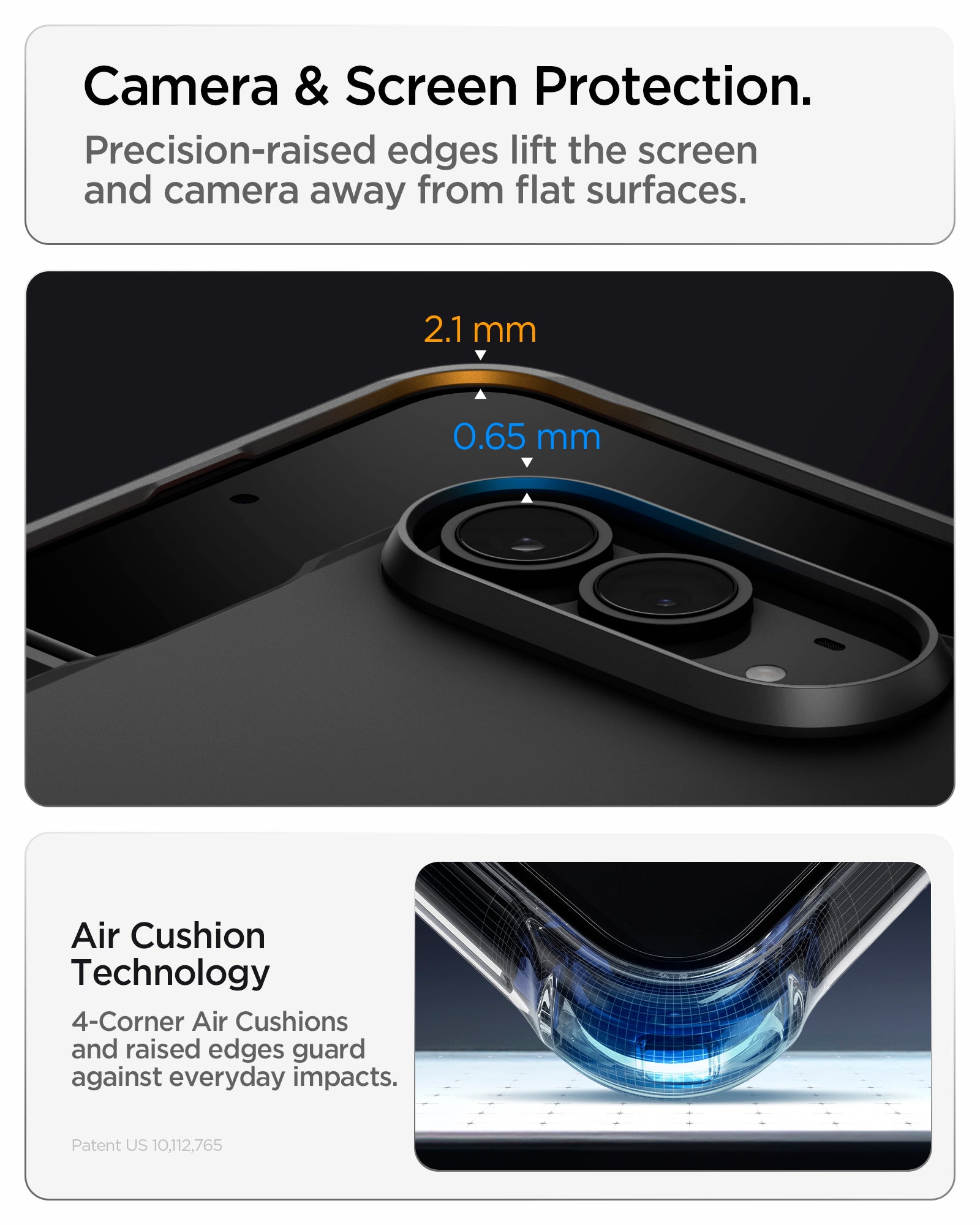 ACS11690 - iPhone Duo Tough Armor Pro (Mag Fit) in Black showing raised screen and camera edges with reinforced corner cushioning