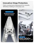 ACS11781 - iPhone Duo Ultra Hybrid Pro showing semi-auto sliding hinge protection engineered for smooth folding and tested through 100,000+ folds