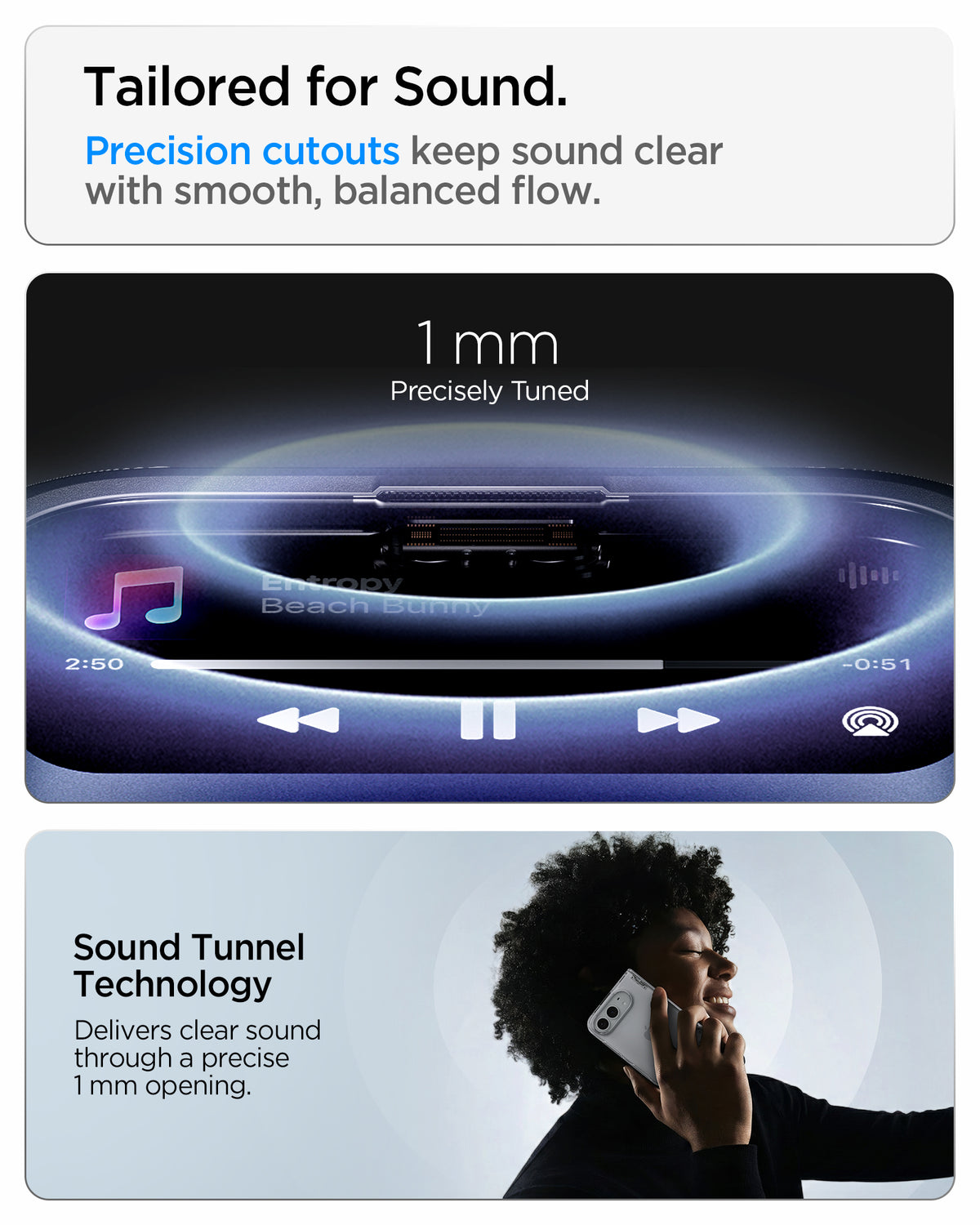 ACS11781 - iPhone Duo Ultra Hybrid Pro showing precision 1 mm sound cutouts designed to maintain clear and balanced audio