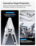 ACS11782 - iPhone Duo  Ultra Hybrid Pro S (Mag Fit) showing the hinge protection system with sliding components and fold testing