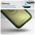 ACS09157 - iPhone 16e Case Nano Pop (MagFit) in Avo Green showing the all-day defense. Corner protection with Air Cushion Technology