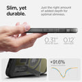 ACS09138 - iPhone 16e Case Tough Armor AI (MagFit) in Frost Black showing the slim, yet durable. Just the right amount of added depth for optimal slimness. 0.31