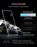 AGL12009 - iPhone Duo GLAS.tR EZ Fit Pro | Privacy showing a comparison of high-hardness glass construction and standard tempered glass for screen protection.