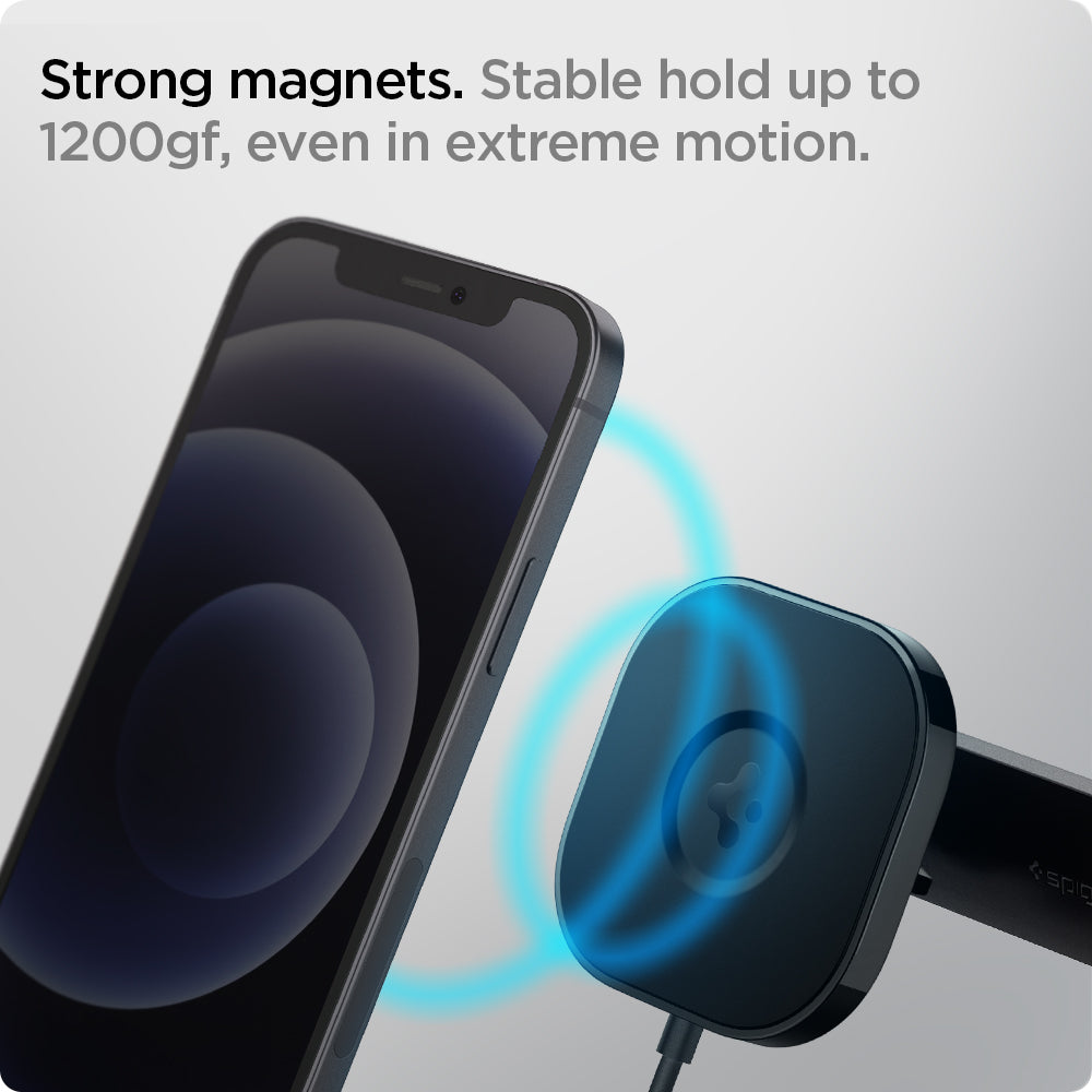 ACP02615 - OneTap Pro Air Vent Car Mount ITS12W (MagFit) showing the Strong magnets. Stable hold up to 1200gf, even in extreme motion. A device hovering in front of a car mount
