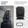 AMP05756 - In-flight Phone Mount (MagFit) in black showing the compact design, compact and foldable. Takes up little space when packing for ultimate portability, size (2.8