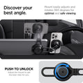 ACP06860 - Tesla Models - OneTap Pro Screen Car Mount ITT90W-3 (MagFit) in Black showing the Discover your best angle. Mount easily adjusts and rotates 360 degrees for optimal and safe viewing. Push to Unlock. Adjust the mount for best viewing.