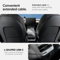 ACP06860 - Tesla Models - OneTap Pro Screen Car Mount ITT90W-3 (MagFit) in Black showing the Convenient extended cable. Extended cable for easy and neat routing to the rear outlet. L-Shaped USB-C bends at 90 degrees for seamless connectivity