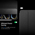 ACS09439 - iPad Pro 13-inch (2024) Case Liquid Air Folio in Black showing the efficient power saving. Turns on and off automatically to save battery life