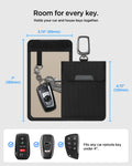AFA03754 - Pouch dimensions with a car key fob and house keys, showing fit for remote keys under 4